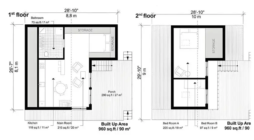 Denah Rumah 1 Setengah Lantai Compact Minimalis